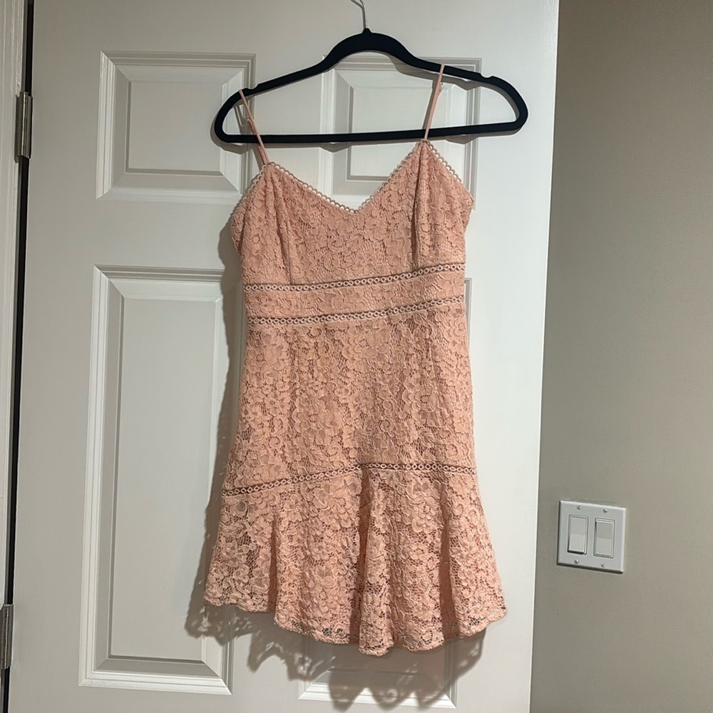Lace spaghetti strap mini dress